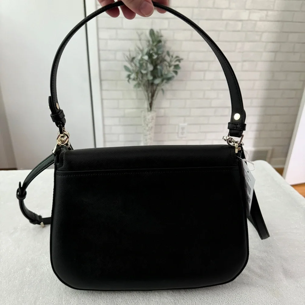 KATE SPADE Black Staci Saffiano Leather Flap Crossbody Bag - Picture 5 of 15